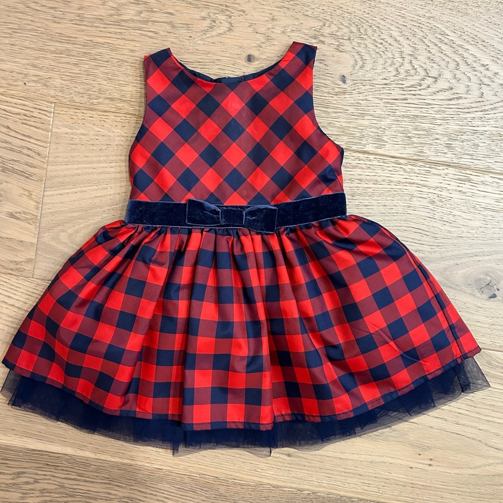 Cat & Jack Toddler Holiday Plaid Check Velvet Dress